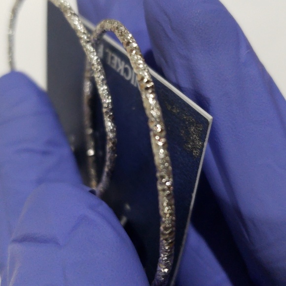 Silver Textured Finished Hoop Earrings - Nickel-Free, Women's Fashion Jewelry - Picture 8 of 8